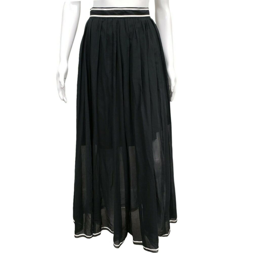 PHILOSOPHY DI LORENZO SERAFINI Black Cotton A-Line Waisted Maxi Skirt Size US 2